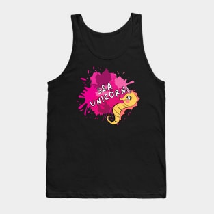 Sea Unicorn Comic Süß Witzig Seepferdchen Tier Tank Top